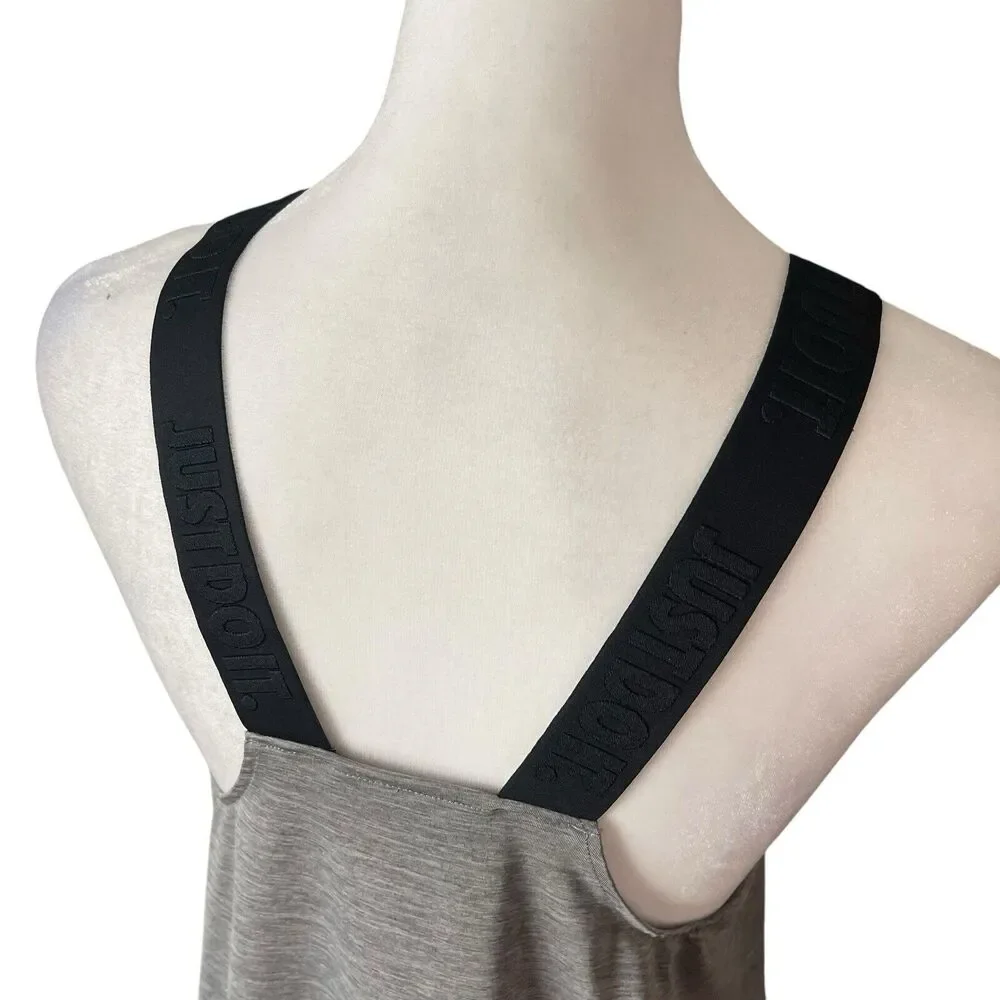 Nike Small Tank Top Gray Racerback Logo Straps Workout Activewear Dri-Fit
